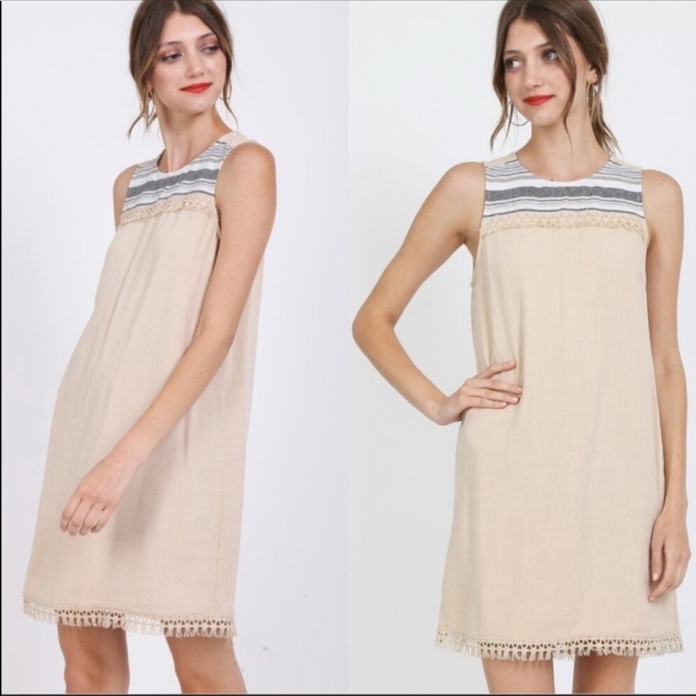 NEW Sand Linen Blend Tunic Dress
